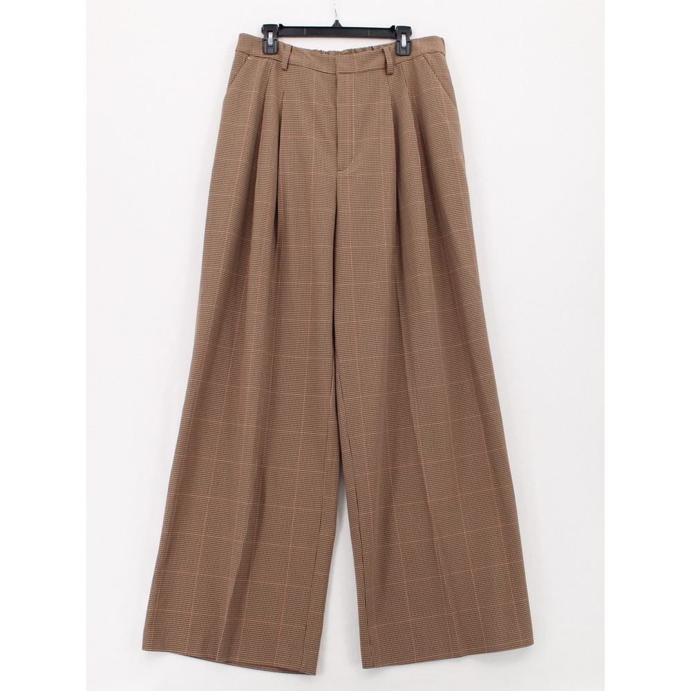 Maeve Anthropologie Avery Pleated Wide Leg Houndstooth Pants size L Tall - Picture 1 of 10